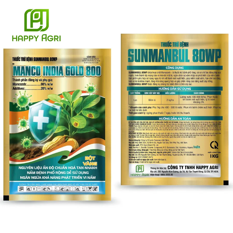 THUỐC TRỪ BỆNH SUNMANBUL 80WP HIỆU MANCO INDIA GOLD 800