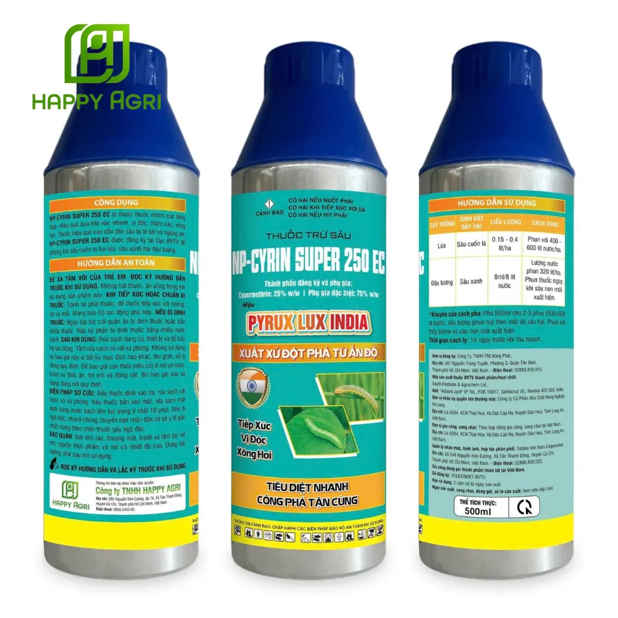 Thuốc Trừ Sâu NP-CYRIN SUPER 250 EC Hiệu Pyrux Lux India 500ml & 1 Lít