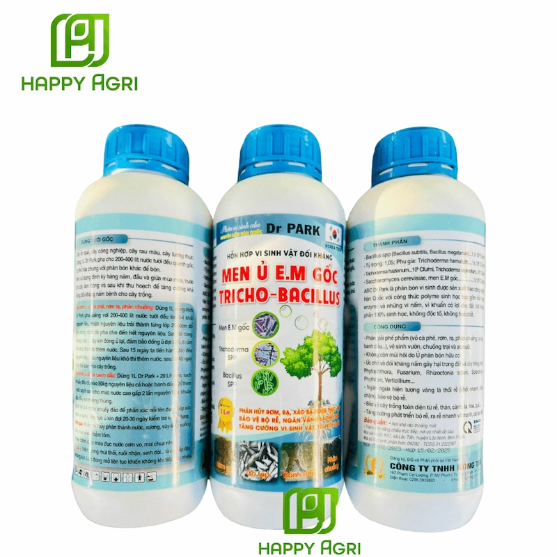Men Ủ E.M Gốc Tricho Bacillus giúp bổ sung vi sinh vật có lợi, cải tạo môi trường đất, tăng sức đề kháng tự nhiên cho cây trồng