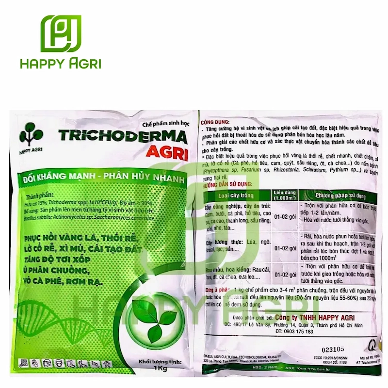 Chế phẩm sinh học Trichoderma Agri 1kg giúp cải tạo đất, tăng cường hệ vi sinh vật có ích
