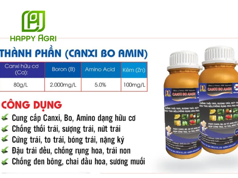 Phân bón lá CANXI BO AMIN giúp bổ sung đầy đủ chất dinh dưỡng cần thiết cho cây