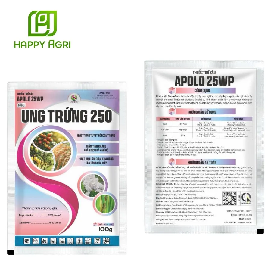 THUỐC TRỪ SÂU APOLO 25WP HIỆU UNG TRỨNG 250