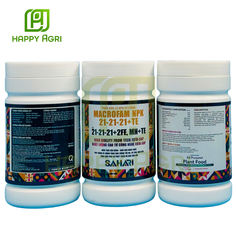 PHÂN BÓN LÁ NPK VI LƯỢNG MACROFAM NPK 21-21-21 + TE HIỆU 21-21-21 + 2FE, MN + TE
