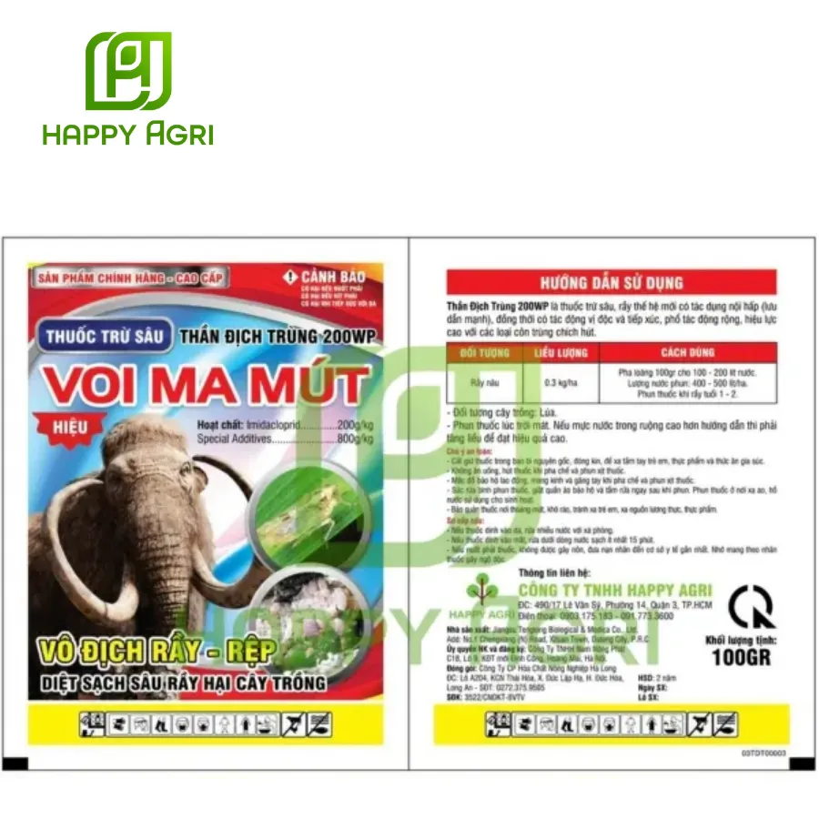 Thuốc trừ sâu Thần Dịch Trùng 200WP Voi Ma Mút