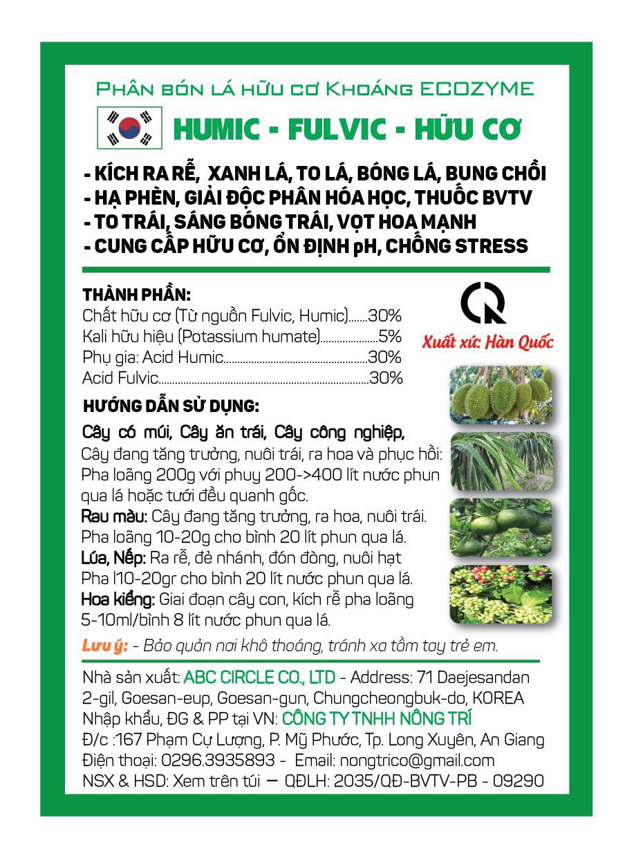 PHÂN BÓN LÁ HỮU CƠ KHOÁNG ELDZYME HUMIC FULVIC - HỮU CƠ